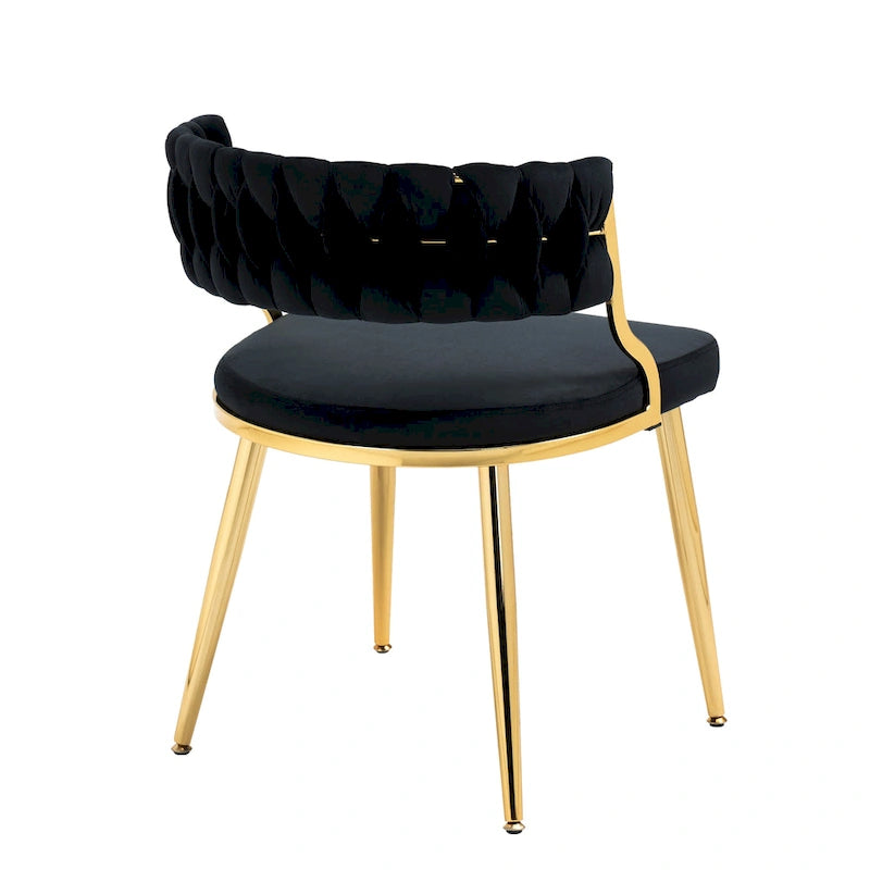 Set of 4 Velvet Dining Chair with Golden Metal Legs
