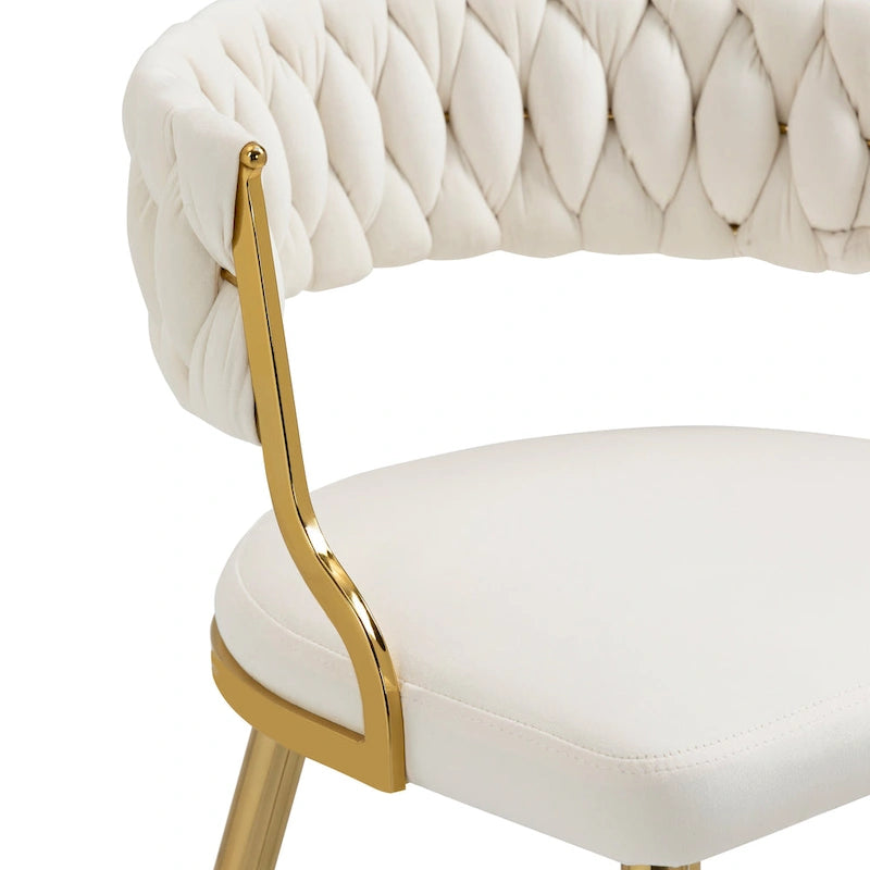 Set of 4 Velvet Dining Chair with Golden Metal Legs