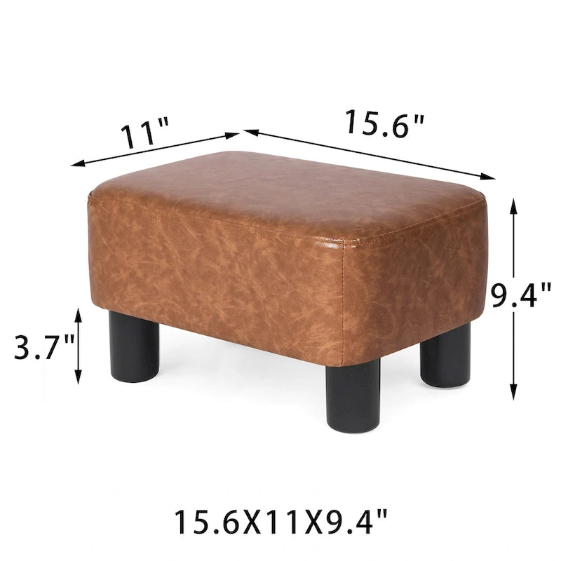 Petit repose-pieds rectangulaire en similicuir PU