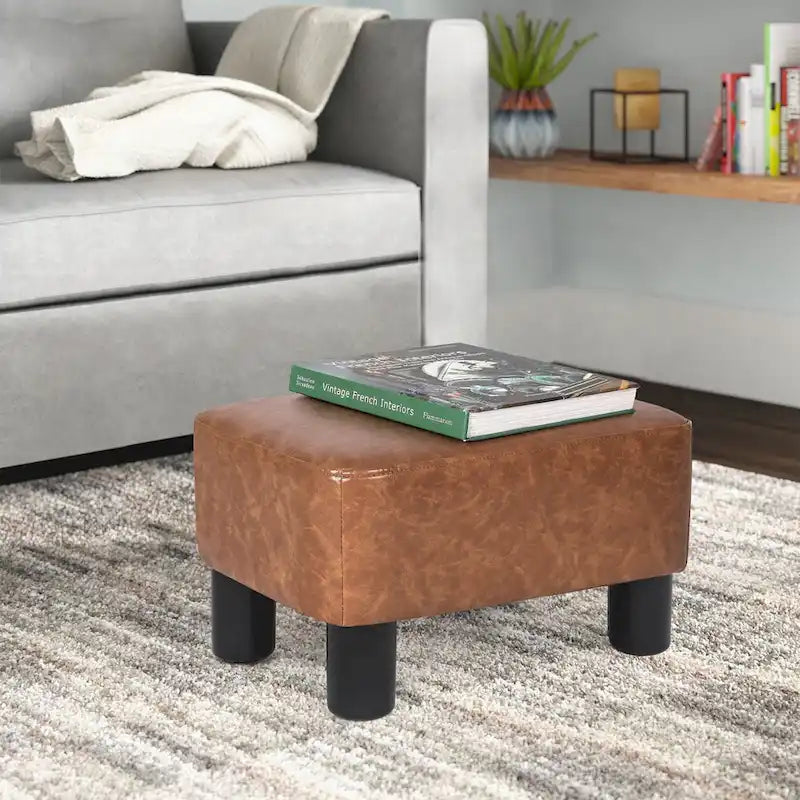 Petit repose-pieds rectangulaire en similicuir PU