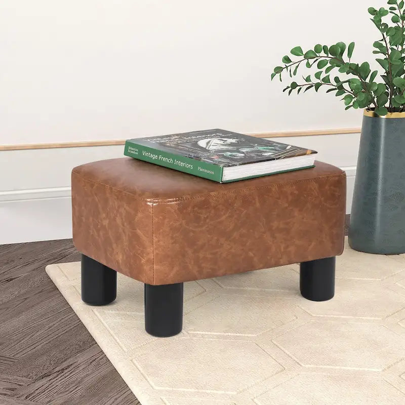 Petit repose-pieds rectangulaire en similicuir PU
