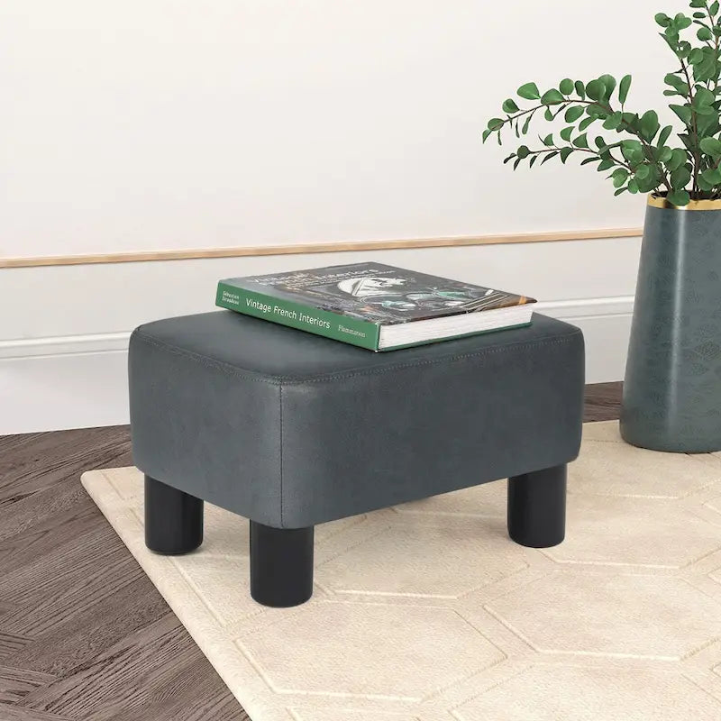 Petit repose-pieds rectangulaire en similicuir PU