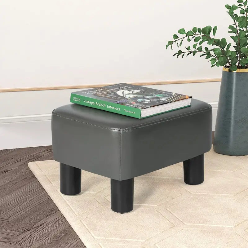 Petit repose-pieds rectangulaire en similicuir PU