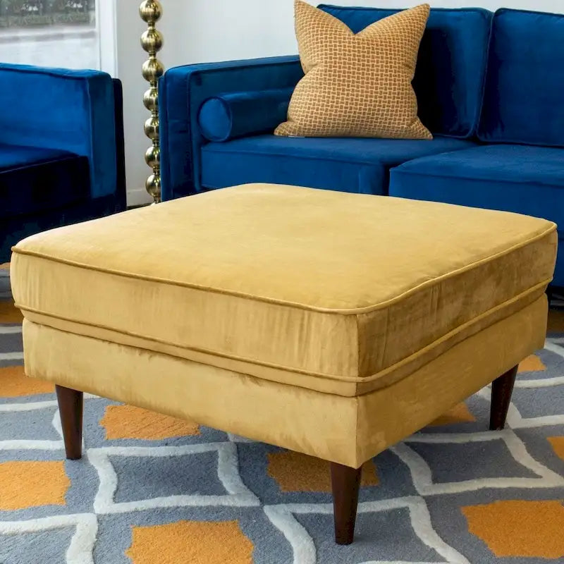 Quadratischer Samtottoman im Mid-Century-Modern-Stil