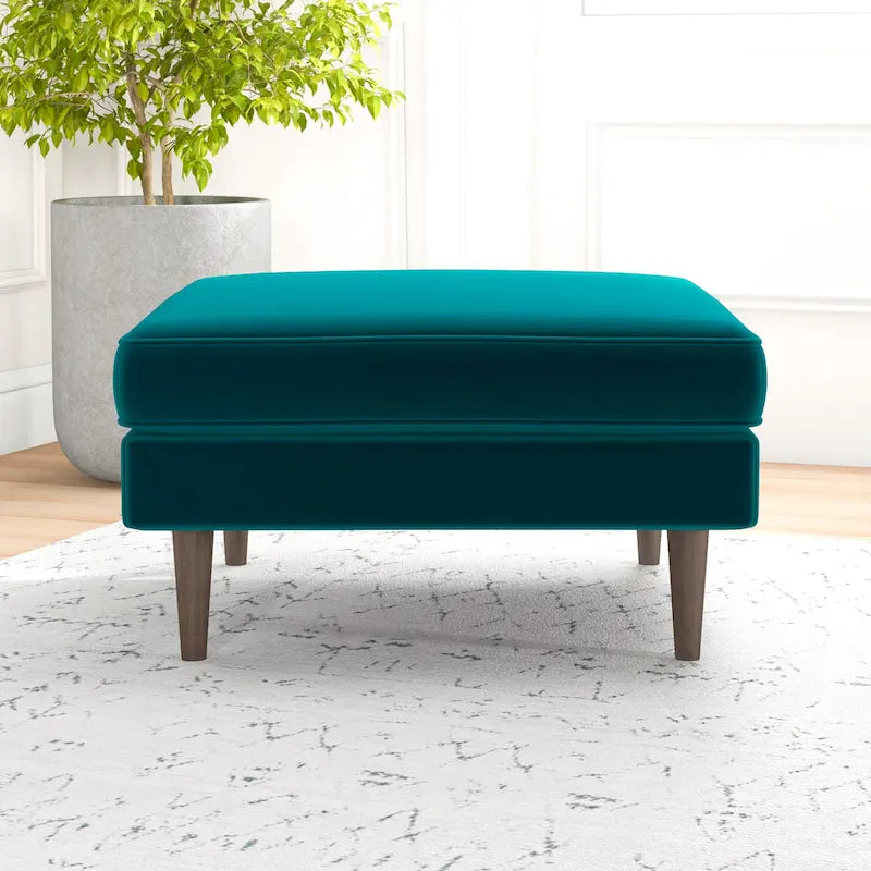 Quadratischer Samtottoman im Mid-Century-Modern-Stil
