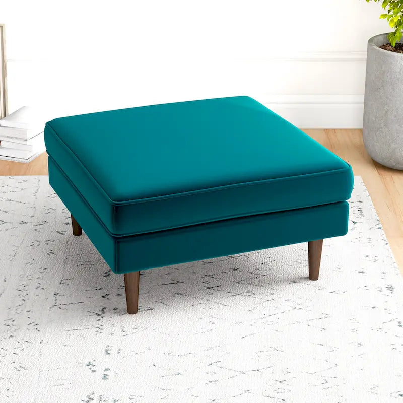 Quadratischer Samtottoman im Mid-Century-Modern-Stil