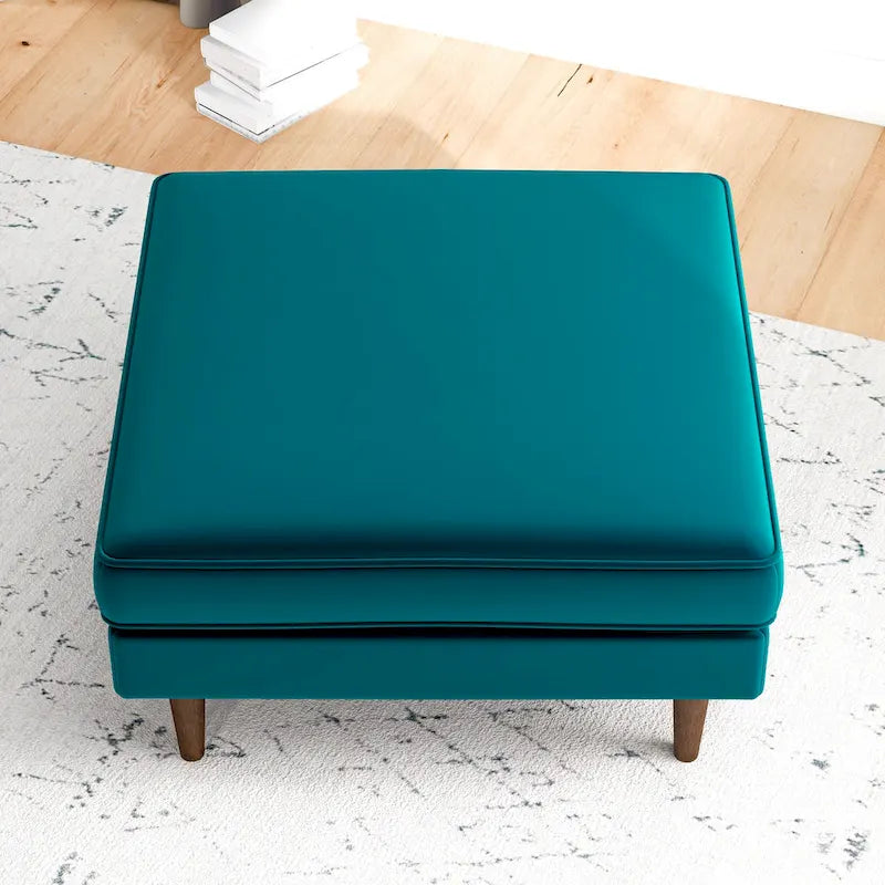 Quadratischer Samtottoman im Mid-Century-Modern-Stil