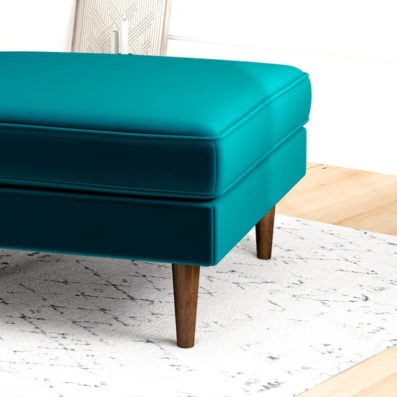 Quadratischer Samtottoman im Mid-Century-Modern-Stil