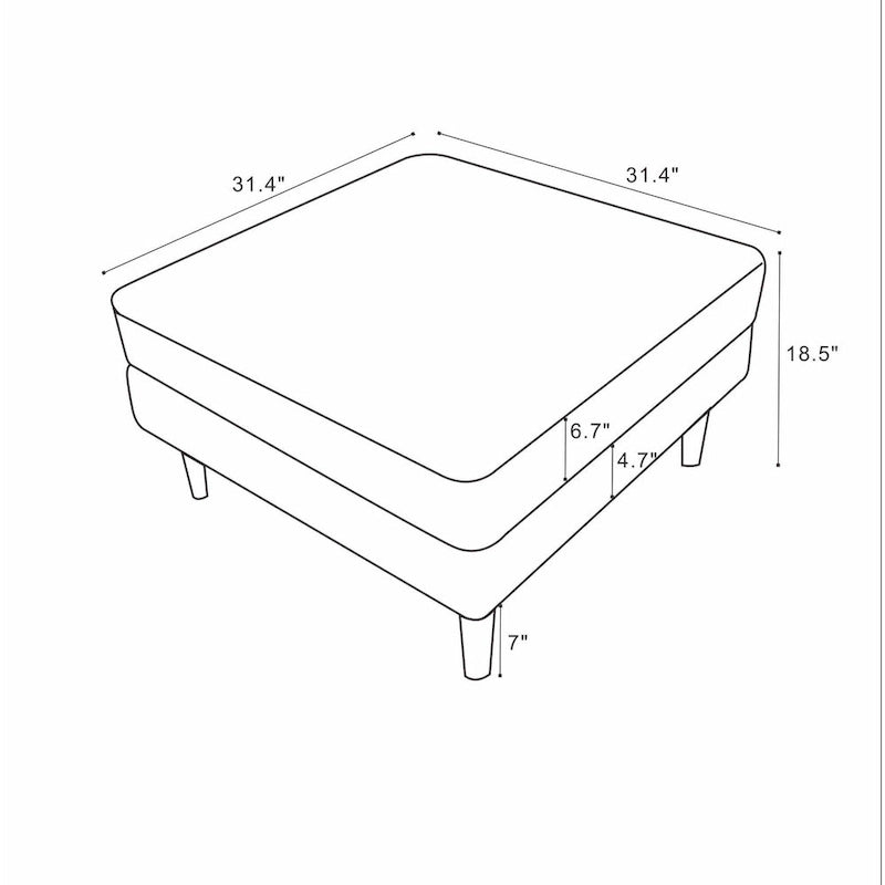 Quadratischer Samtottoman im Mid-Century-Modern-Stil