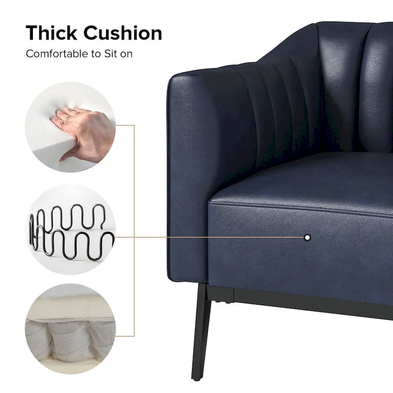 Industrial Faux Leather Accent Chairs with Channel Tufting (Set of 2)