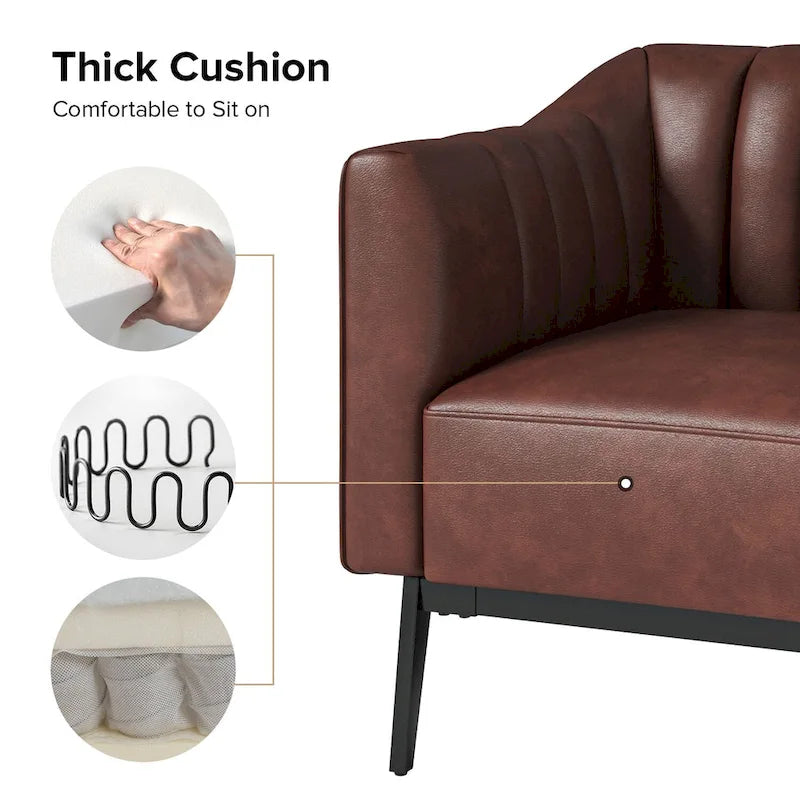Industrial Faux Leather Accent Chairs with Channel Tufting (Set of 2)