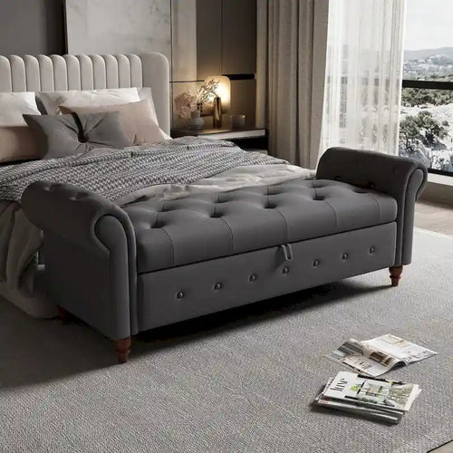 Panca contenitore per letto da 63 in tessuto