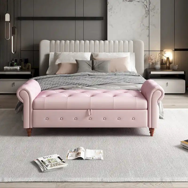 63 Stoffbettbank mit Stauraum