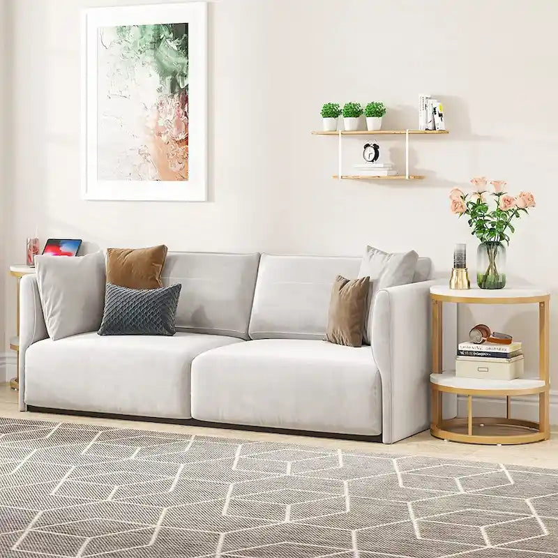 Halbrunder Beistelltisch, schmaler Beistelltisch, schlanker C-Tisch für Sofa und Couch