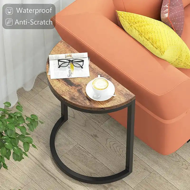 Halbrunder Beistelltisch, schmaler Beistelltisch, schlanker C-Tisch für Sofa und Couch