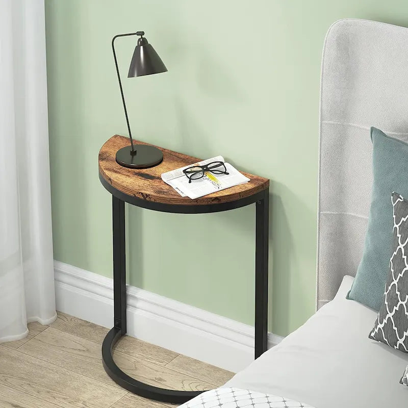 Halbrunder Beistelltisch, schmaler Beistelltisch, schlanker C-Tisch für Sofa und Couch