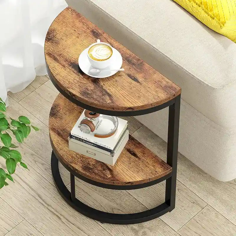 Halbrunder Beistelltisch, schmaler Beistelltisch, schlanker C-Tisch für Sofa und Couch
