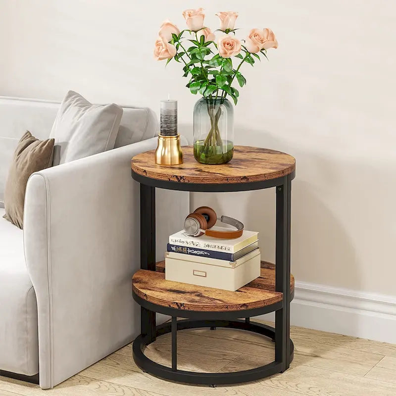 Halbrunder Beistelltisch, schmaler Beistelltisch, schlanker C-Tisch für Sofa und Couch
