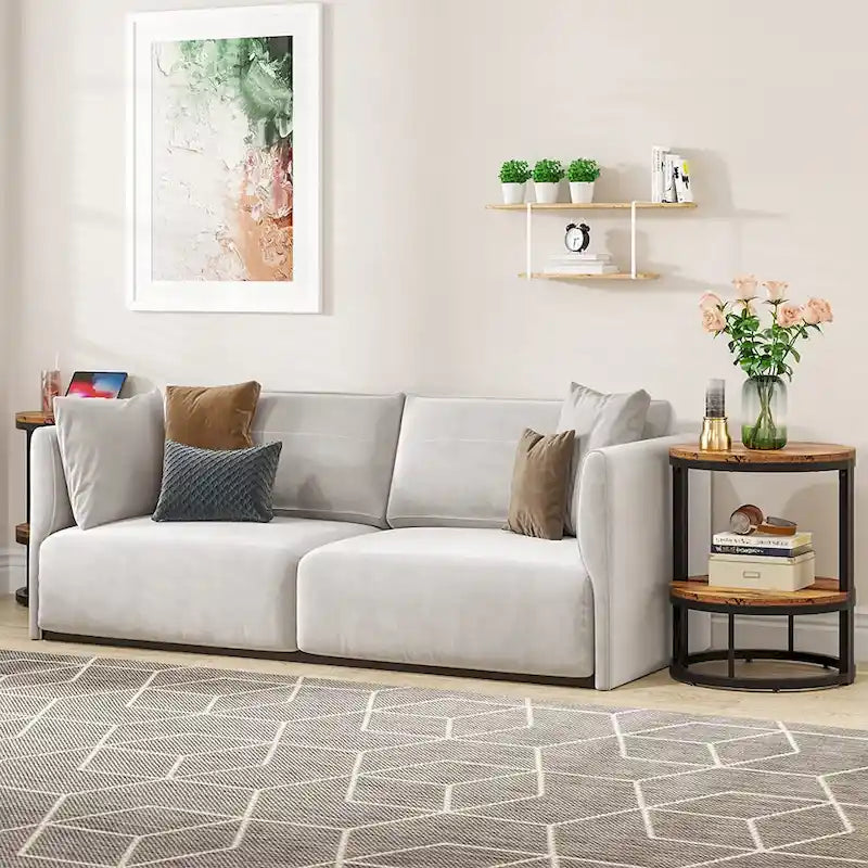 Halbrunder Beistelltisch, schmaler Beistelltisch, schlanker C-Tisch für Sofa und Couch