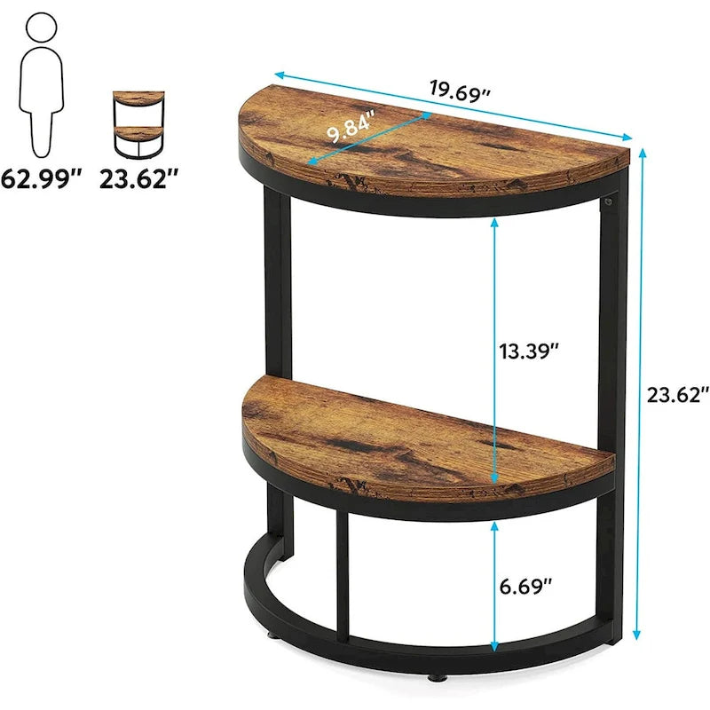 Halbrunder Beistelltisch, schmaler Beistelltisch, schlanker C-Tisch für Sofa und Couch