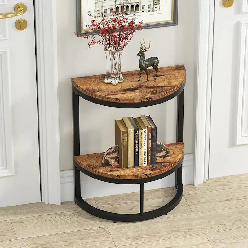 Halbrunder Beistelltisch, schmaler Beistelltisch, schlanker C-Tisch für Sofa und Couch