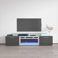 75-Inch Modern TV Stand with Electric Fireplace and LED Lights