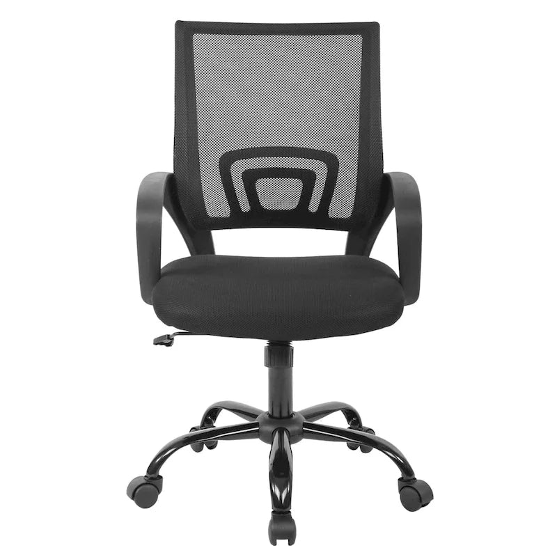Sedia da ufficio ergonomica girevole nera con schienale in rete