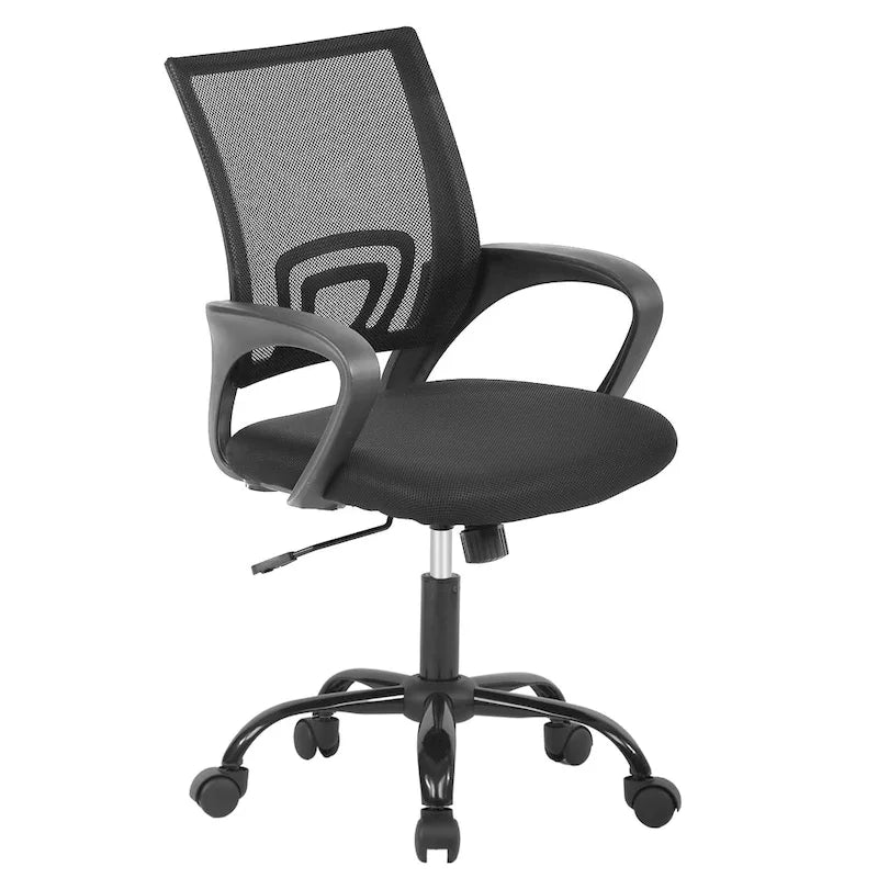 Sedia da ufficio ergonomica girevole nera con schienale in rete