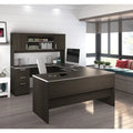 Bureau de bureau en U avec caisson mobile et surmeuble