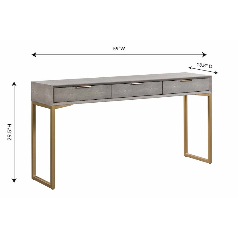 Consolle effetto shagreen testurizzato con tre cassetti