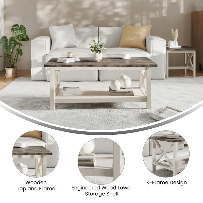 Klassischer Couchtisch aus Massivholz im Landhausstil