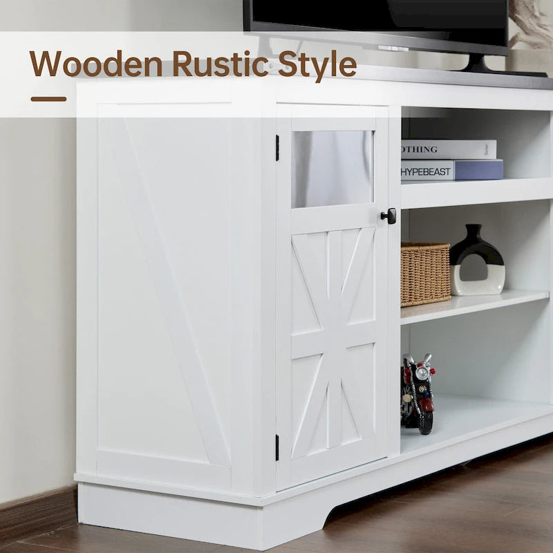 66-Inch Farmhouse TV Stand with Storage Cabinets