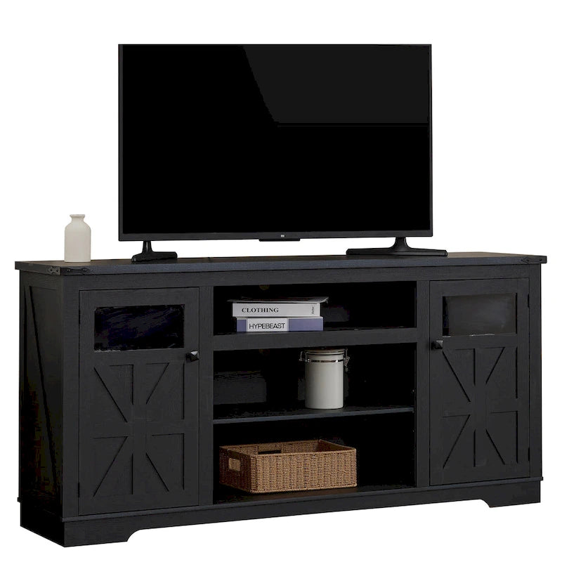 66-Inch Farmhouse TV Stand with Storage Cabinets