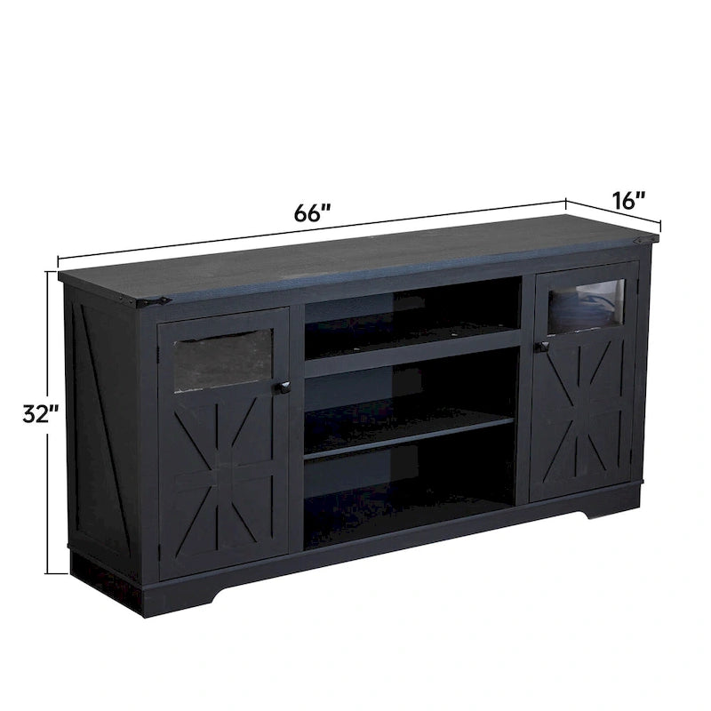 66-Inch Farmhouse TV Stand with Storage Cabinets