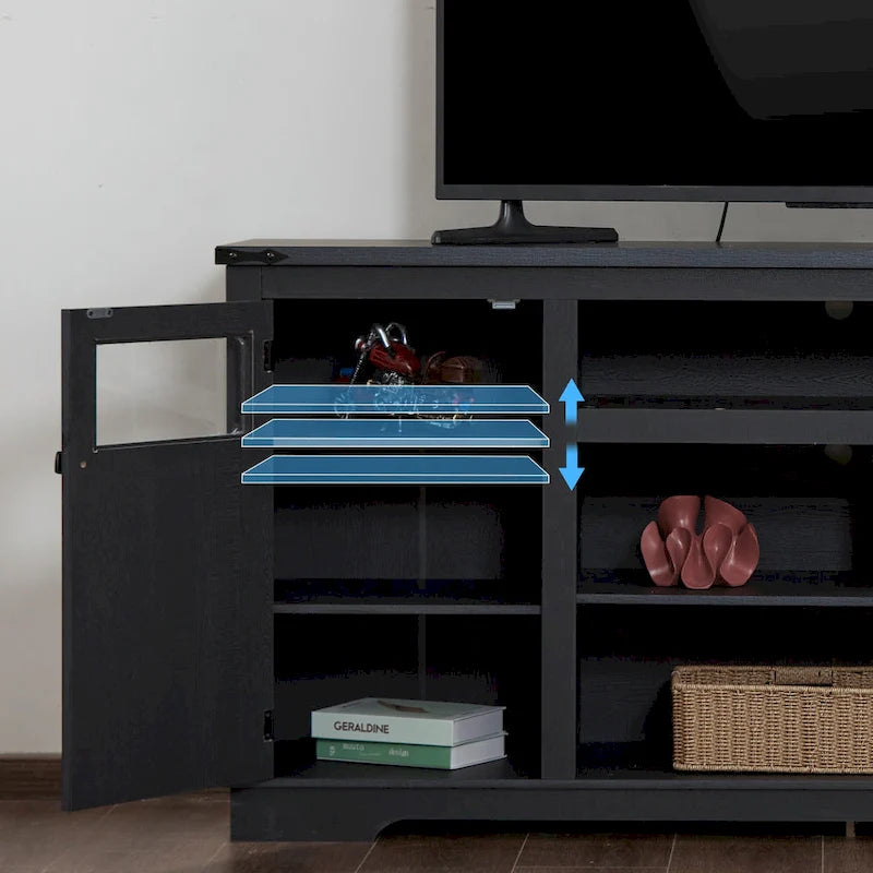 66-Inch Farmhouse TV Stand with Storage Cabinets