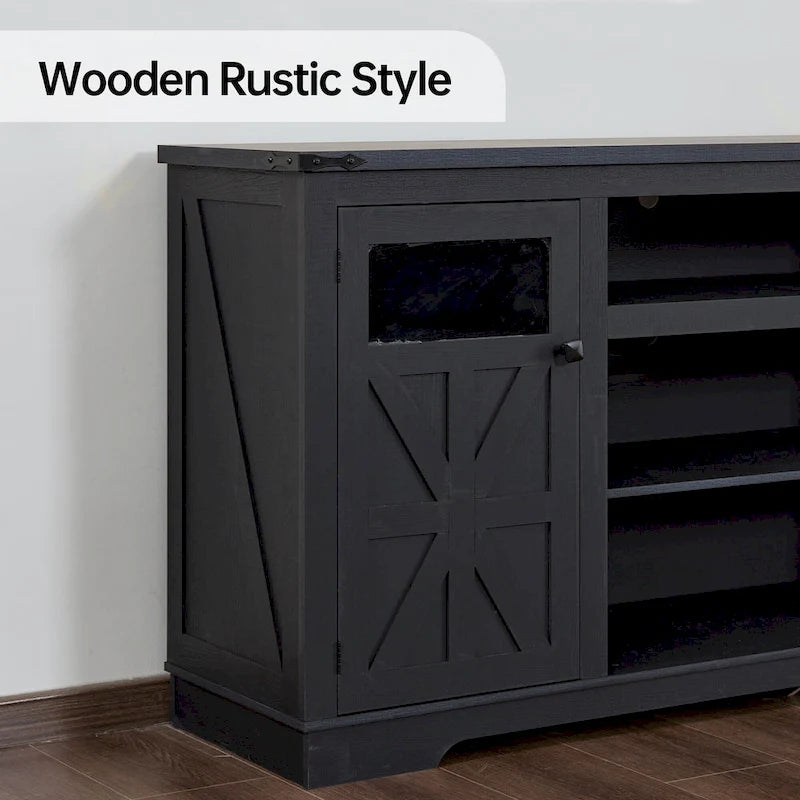 66-Inch Farmhouse TV Stand with Storage Cabinets