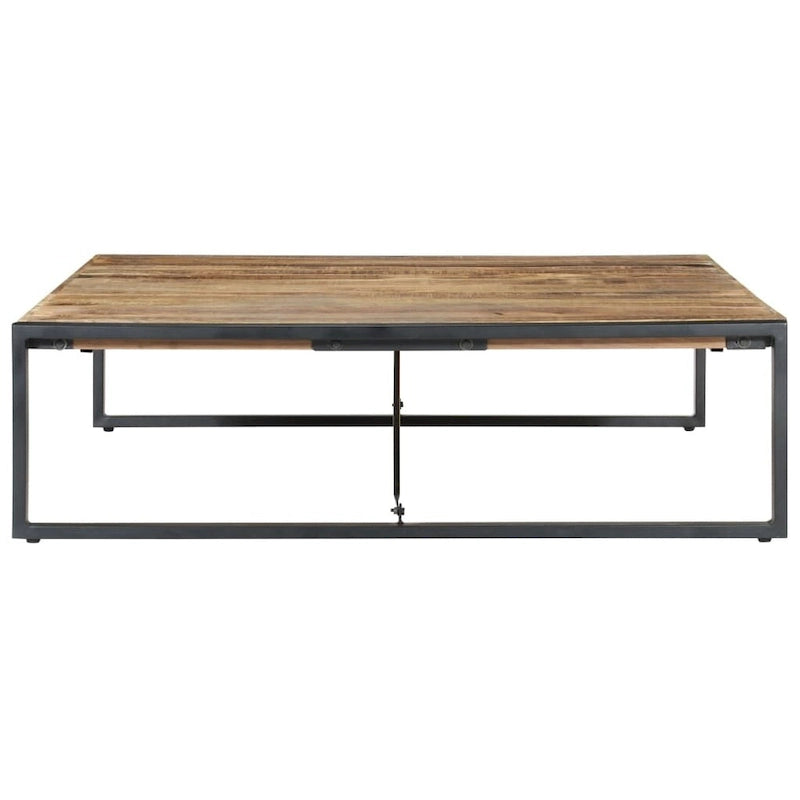 Industriële salontafel van massief hout met stalen poten