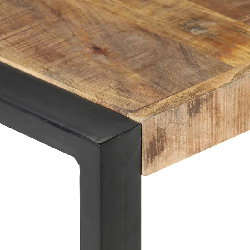 Industriële salontafel van massief hout met stalen poten