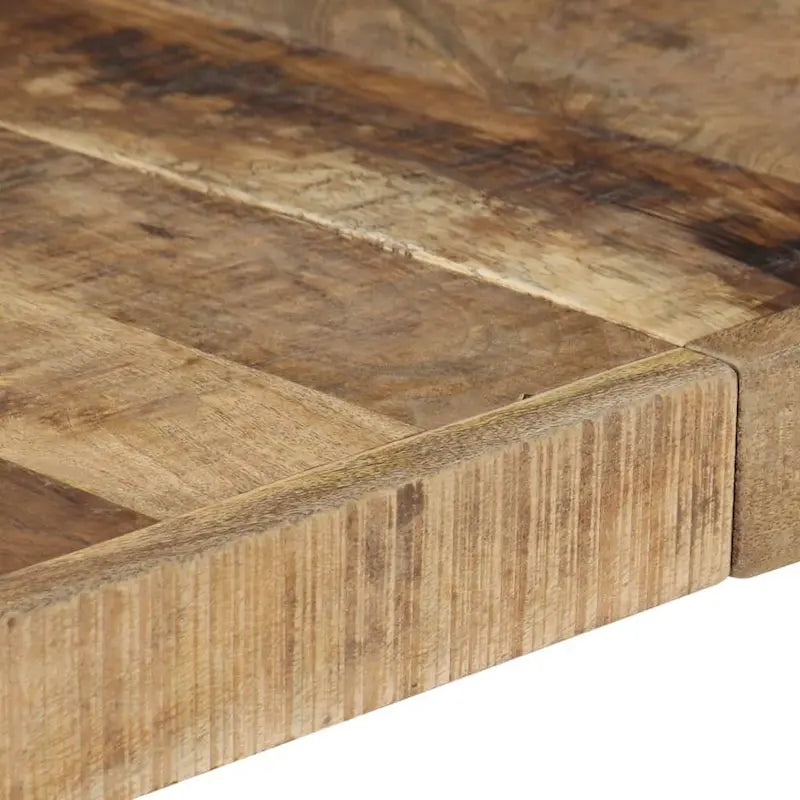 Industriële salontafel van massief hout met stalen poten