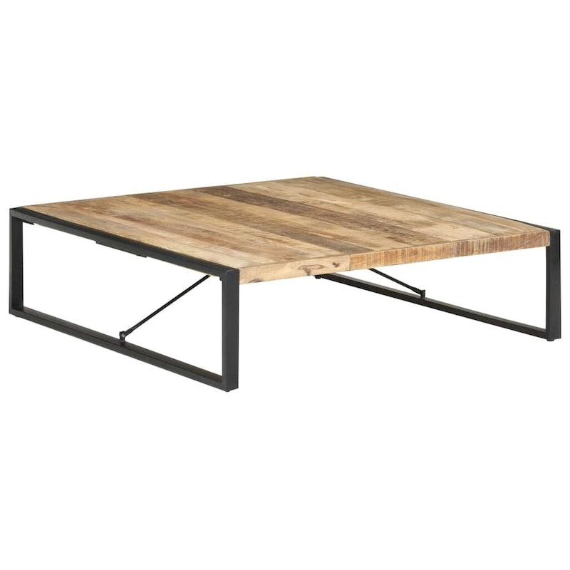 Industriële salontafel van massief hout met stalen poten