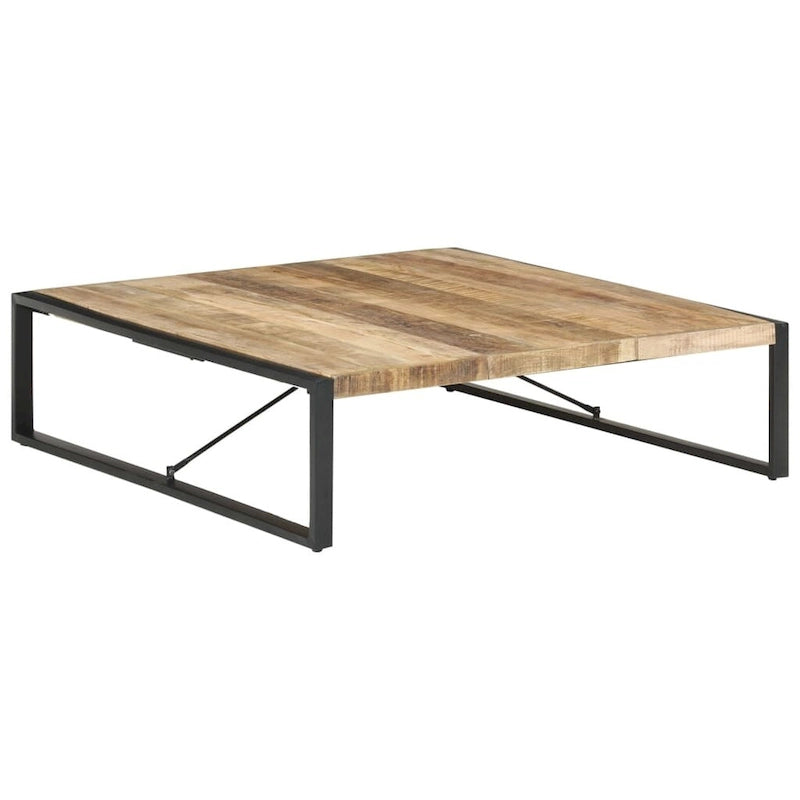 Industriële salontafel van massief hout met stalen poten