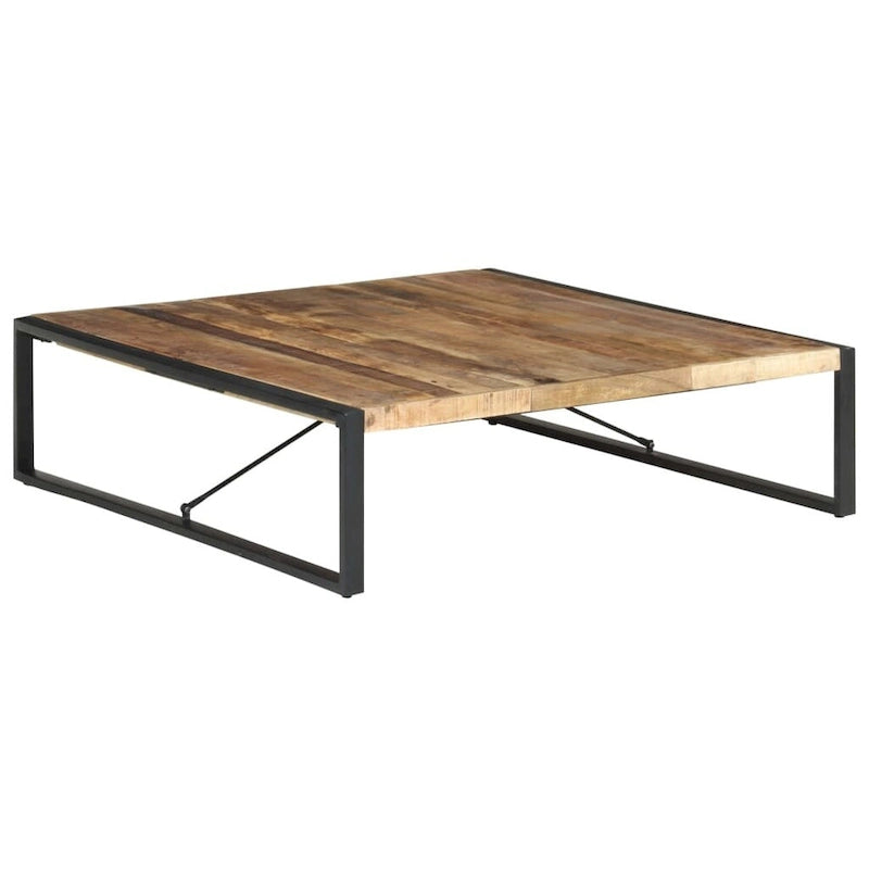 Industriële salontafel van massief hout met stalen poten