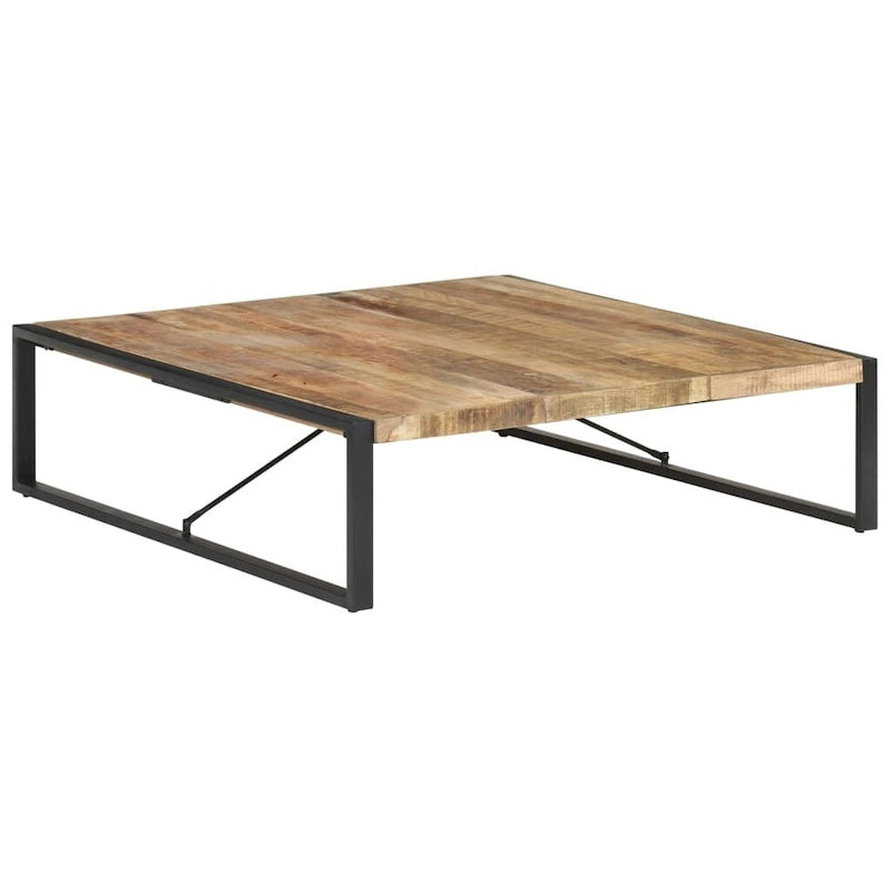 Industriële salontafel van massief hout met stalen poten