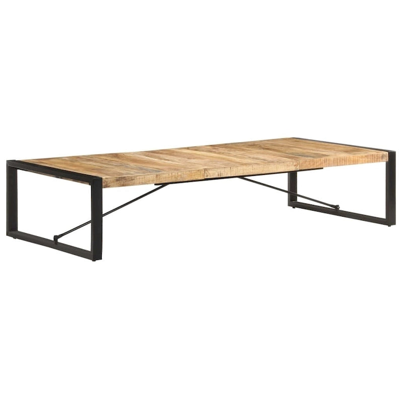 Industriële salontafel van massief hout met stalen poten