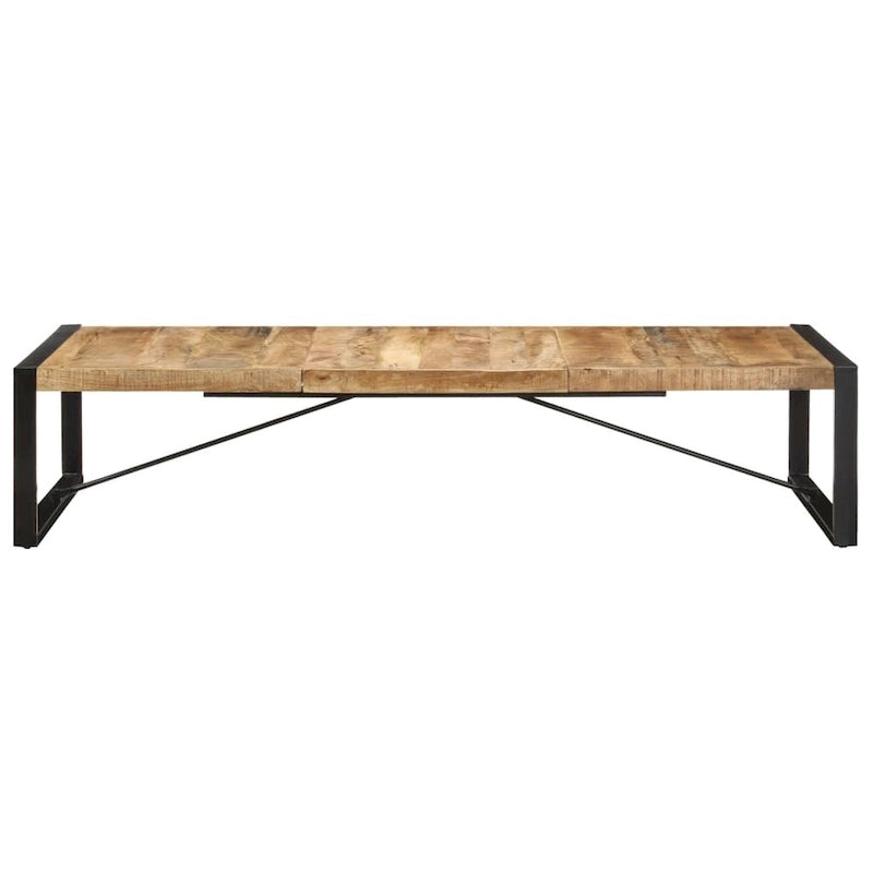 Industriële salontafel van massief hout met stalen poten