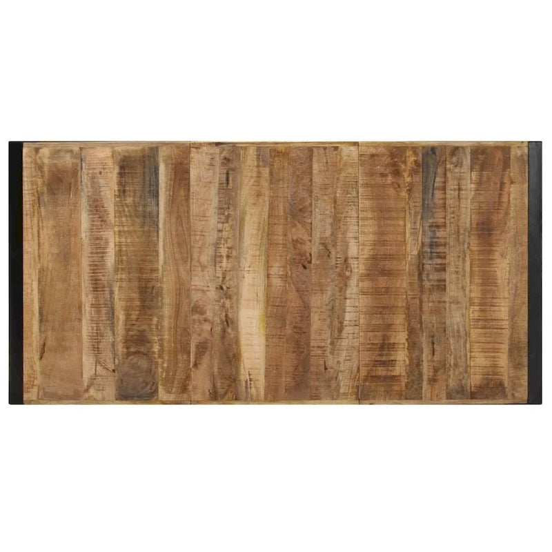 Industriële salontafel van massief hout met stalen poten