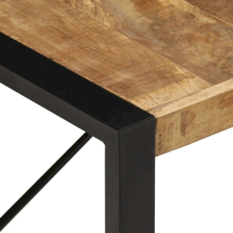 Industriële salontafel van massief hout met stalen poten