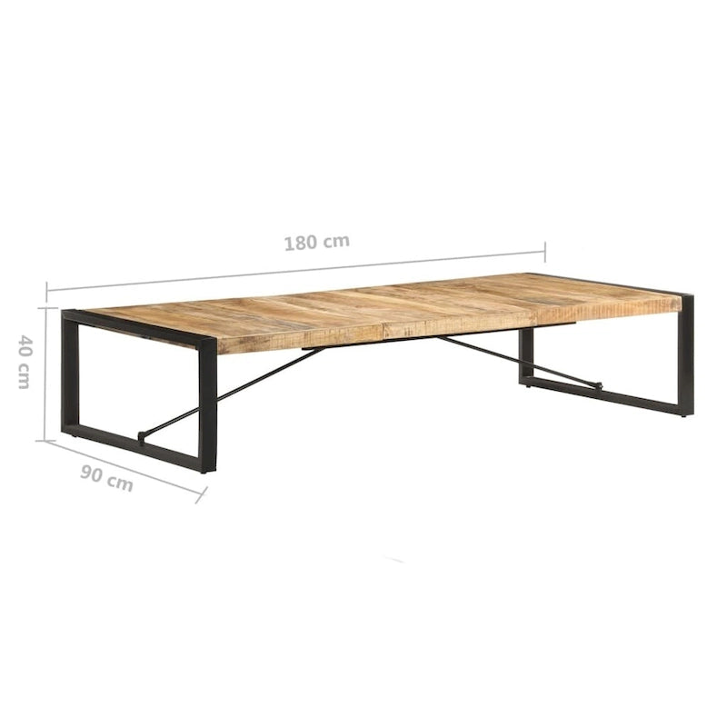 Industriële salontafel van massief hout met stalen poten