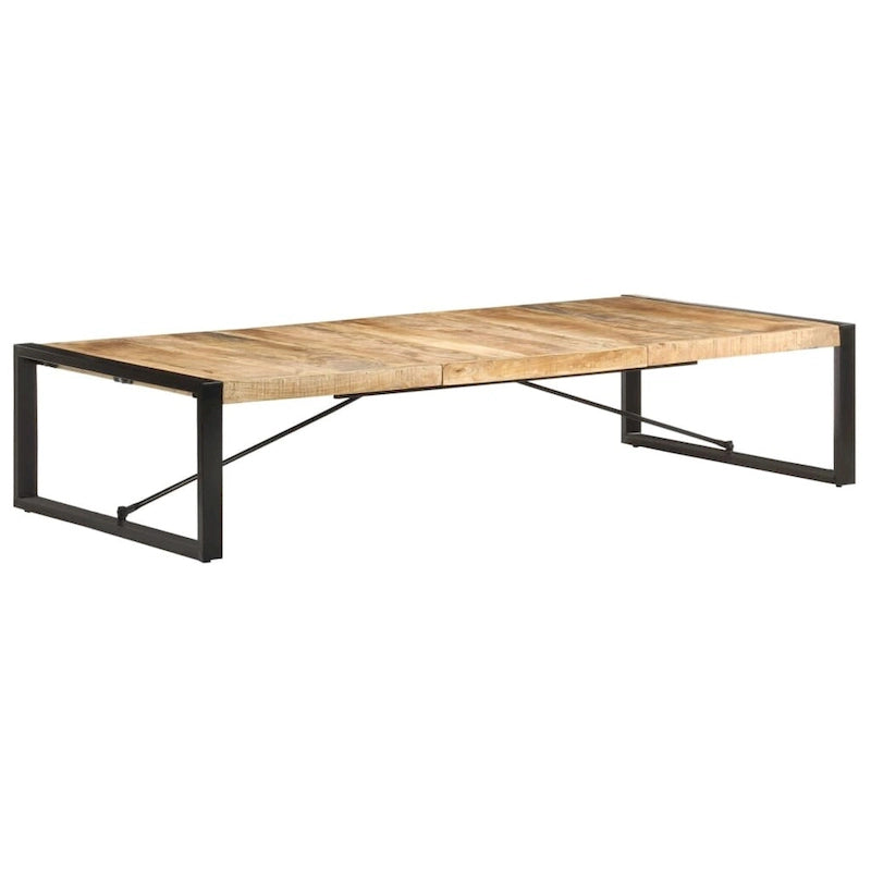 Industriële salontafel van massief hout met stalen poten