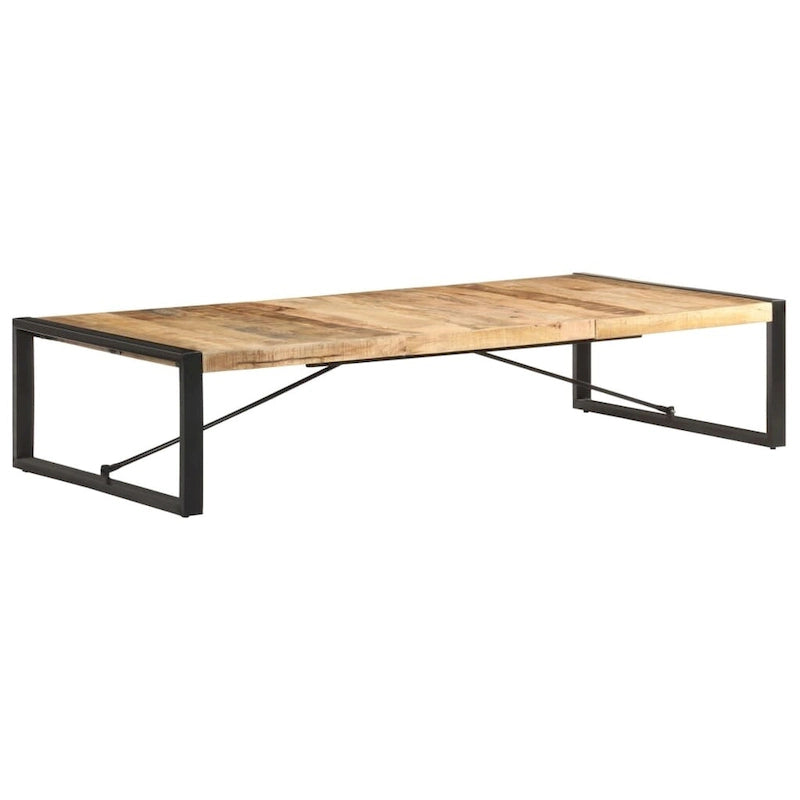 Industriële salontafel van massief hout met stalen poten